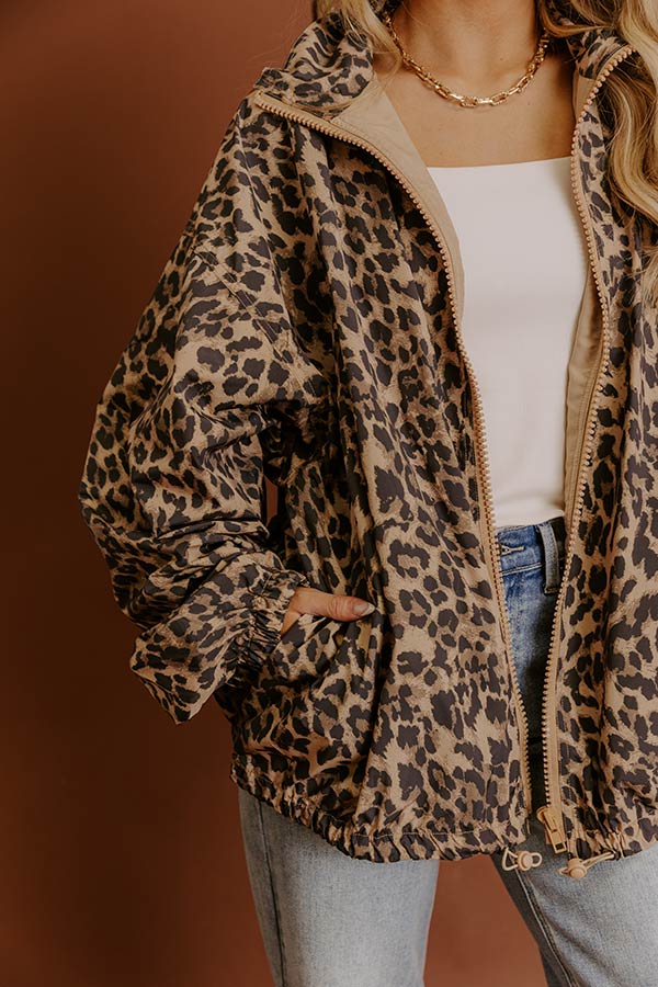 Falling For You Leopard Windbreaker Jacket Image - 2