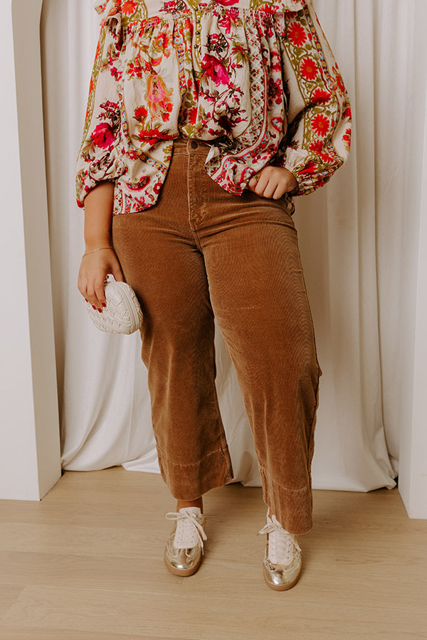 RISEN Kinsley High Waist Corduroy Wide Leg Pants in Chocolate Curves Image - 2