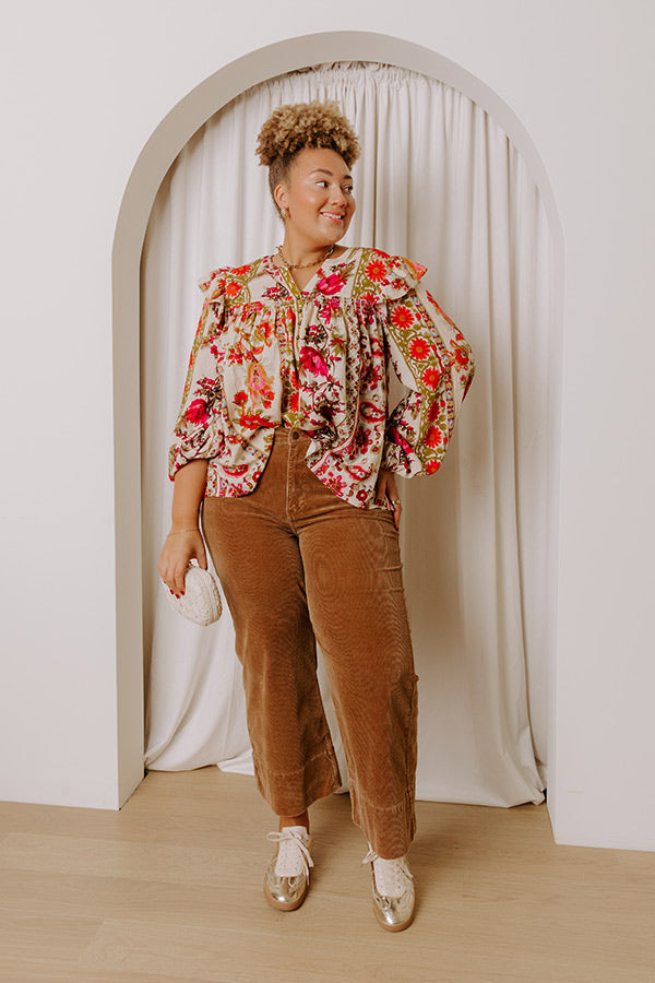 RISEN Kinsley High Waist Corduroy Wide Leg Pants in Chocolate Curves Image - 1