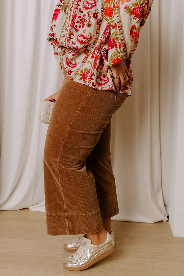 RISEN Kinsley High Waist Corduroy Wide Leg Pants in Chocolate Curves Image - 4