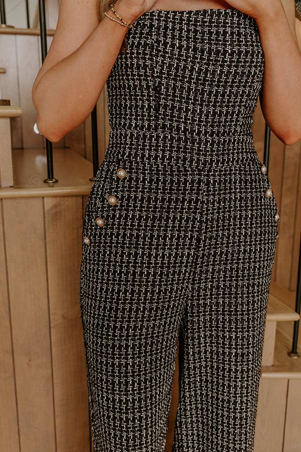 Uptown Toast Tweed Wide Leg Jumpsuit Image - 2
