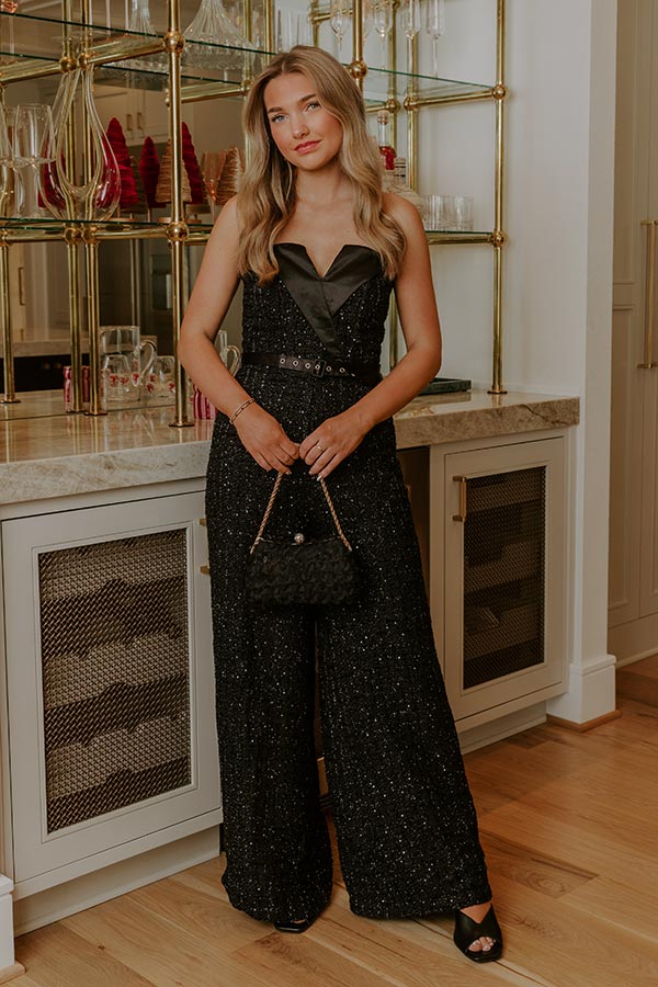 Holiday Chic Tweed Wide Leg Jumpsuit Image - 2