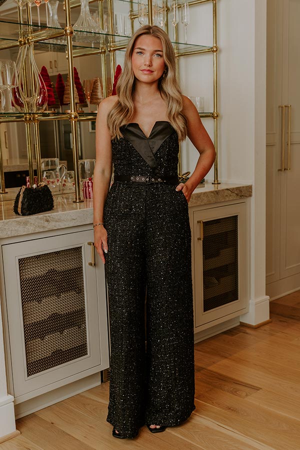 Holiday Chic Tweed Wide Leg Jumpsuit Image - 5