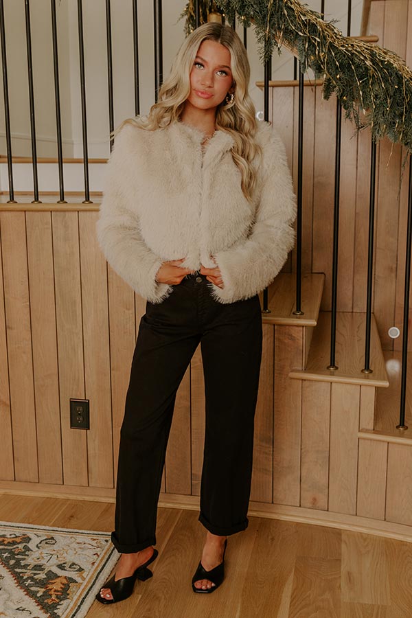 Cosmos And City Lights Faux Fur Jacket Image - 2