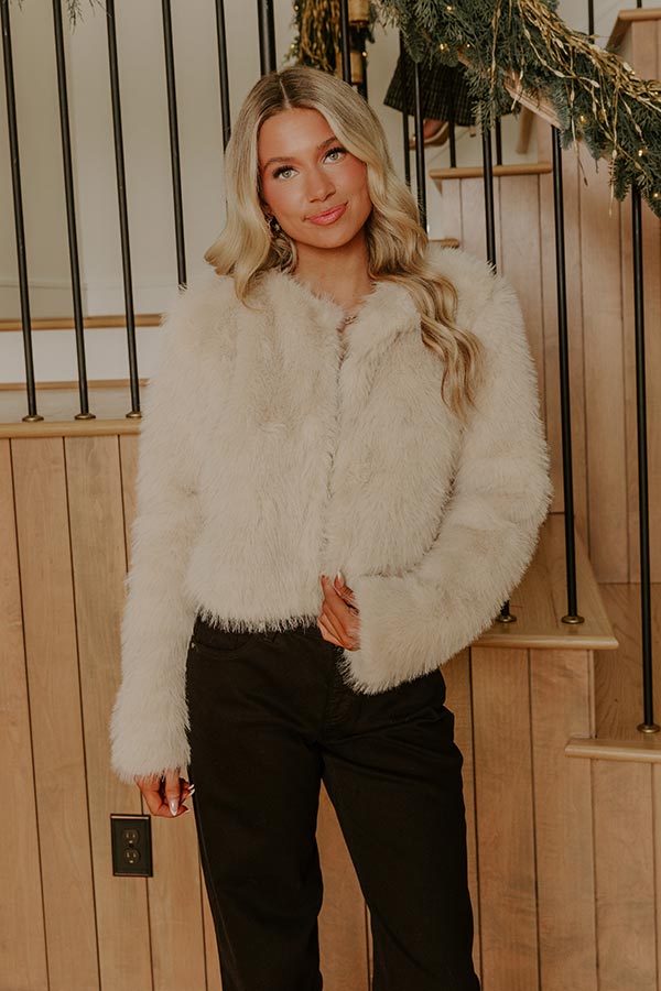 Cosmos And City Lights Faux Fur Jacket Image - 4