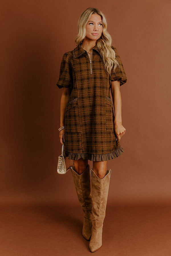 Gathered In Style Plaid Mini Dress Image - 1