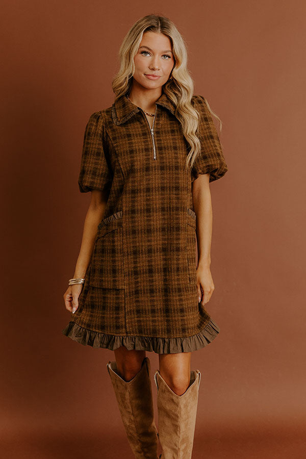 Gathered In Style Plaid Mini Dress Image - 3