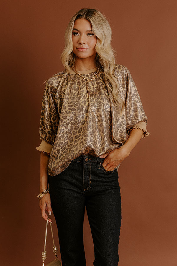 Luxe Lifestyle Metallic Leopard Top Image - 1