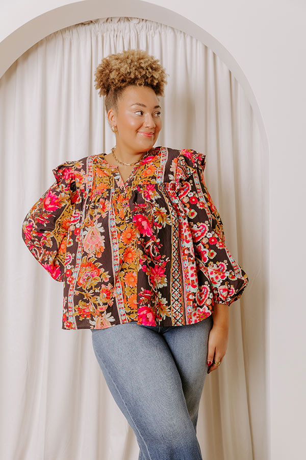 Garden Party Ready Floral Shift Top in Black Curves Image - 1