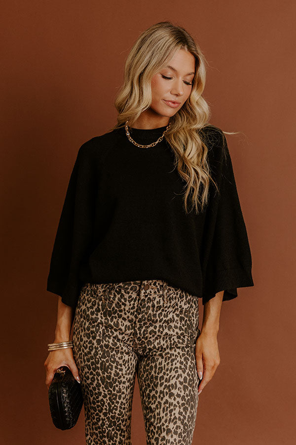 Coffee Shop Cuddles Knit Sweater Top in Black Image - 2