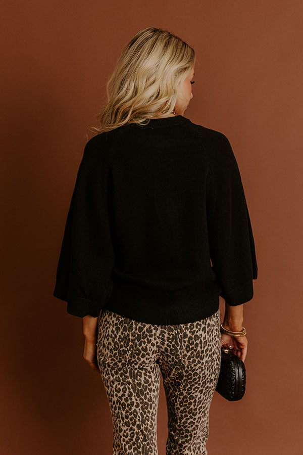 Coffee Shop Cuddles Knit Sweater Top in Black Image - 4