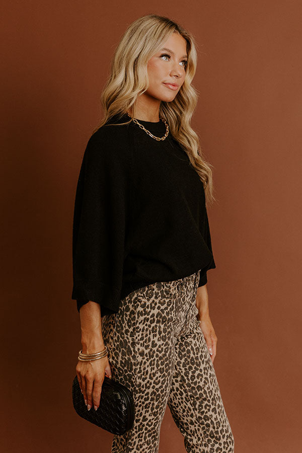 Coffee Shop Cuddles Knit Sweater Top in Black Image - 3