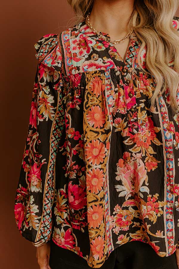 Garden Party Ready Floral Shift Top in Black Image - 3