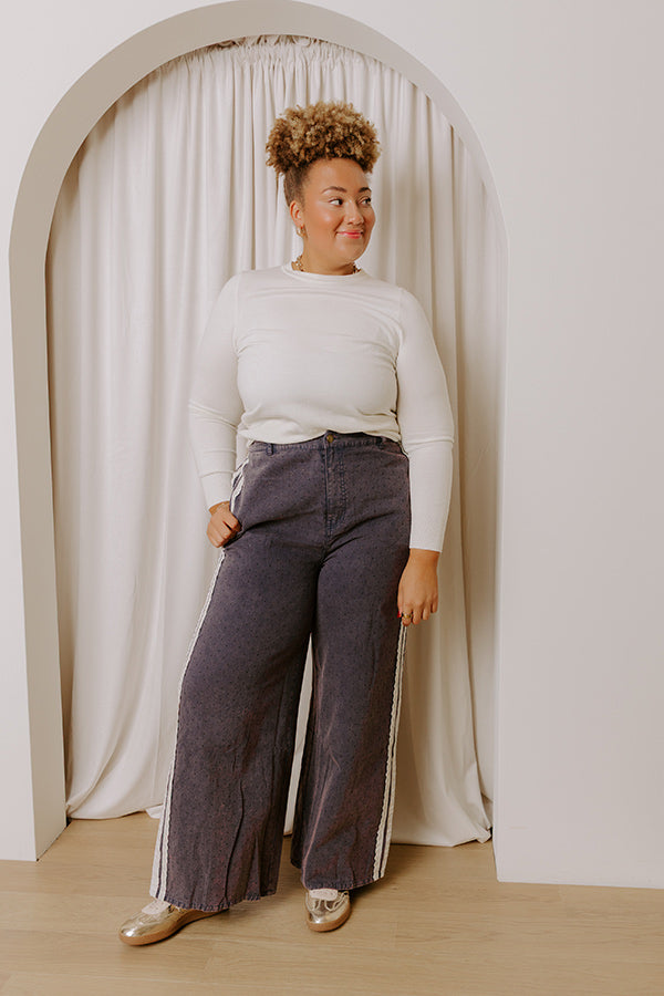 The Lala High Waist Wide Leg Vintage Wash Pants Curves Image - 2