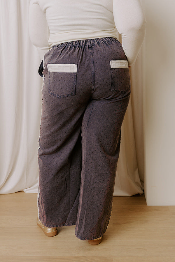 The Lala High Waist Wide Leg Vintage Wash Pants Curves Image - 4