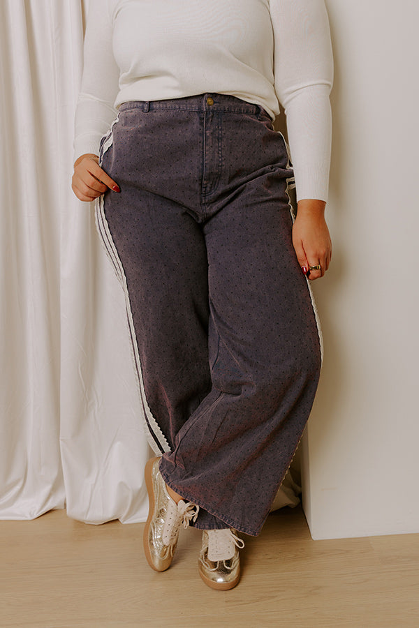 The Lala High Waist Wide Leg Vintage Wash Pants Curves Image - 3