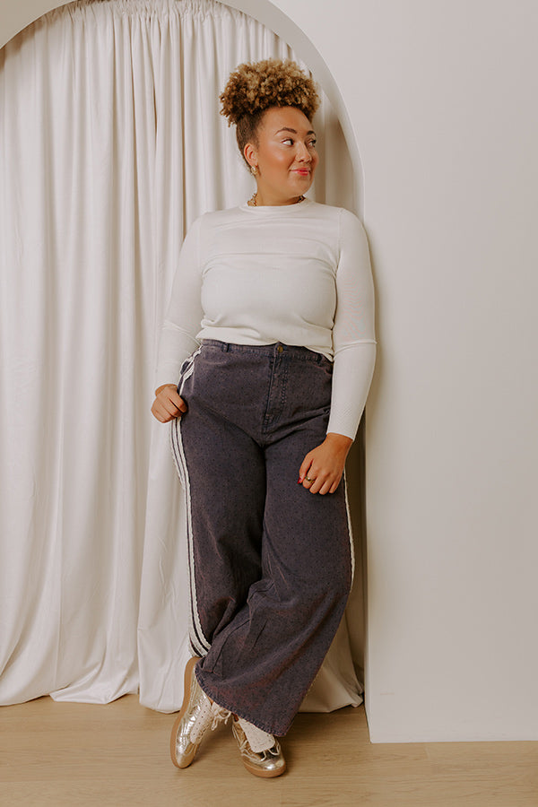 The Lala High Waist Wide Leg Vintage Wash Pants Curves Image - 5
