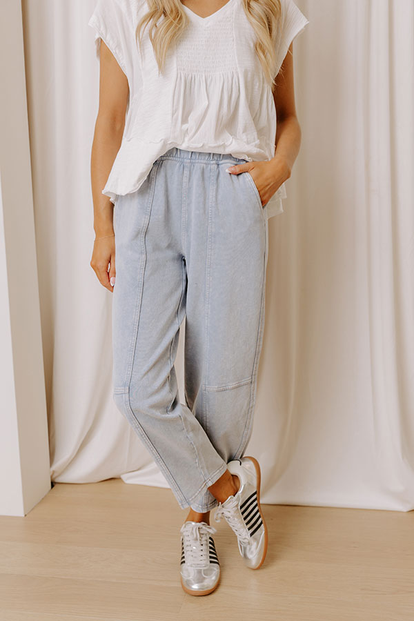 Girl On The Go High Waist Vintage Wash Barrel Leg Pants Image - 3