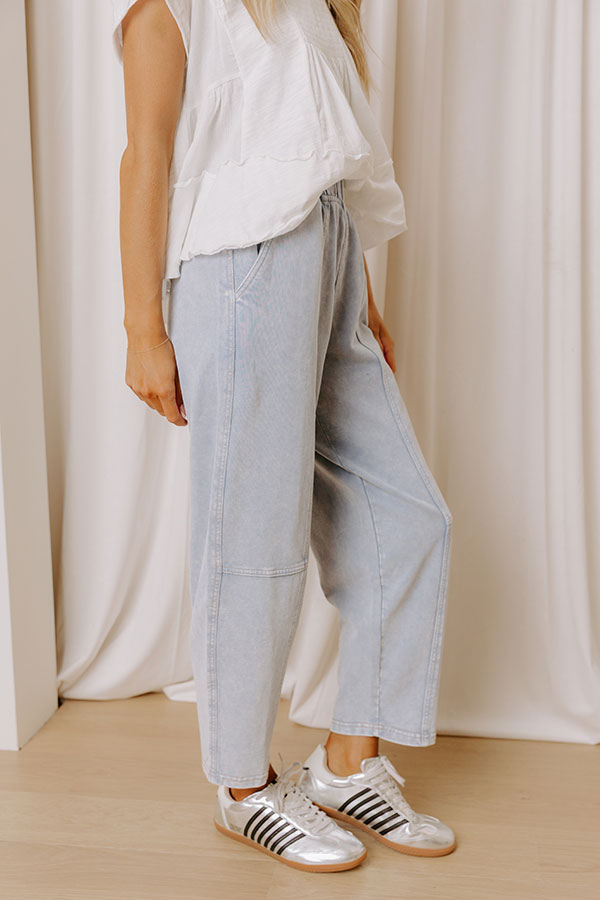 Girl On The Go High Waist Vintage Wash Barrel Leg Pants Image - 4