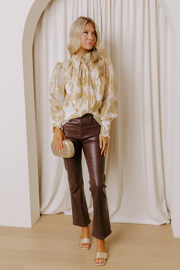 Bistro In Paris Floral Jacquard Front Tie Top Image - 5