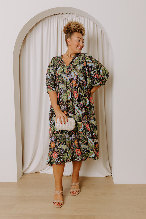 Uptown Views Floral Midi Dress Curves Image - 1