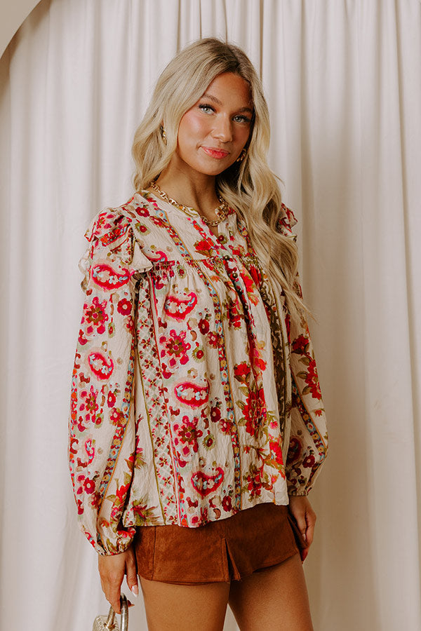 Garden Party Ready Floral Shift Top in French Vanilla Image - 4