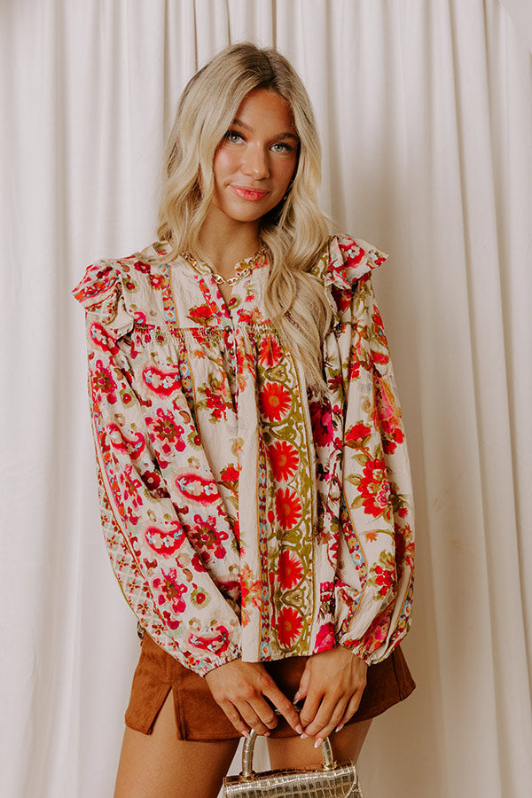 Garden Party Ready Floral Shift Top in French Vanilla Image - 1