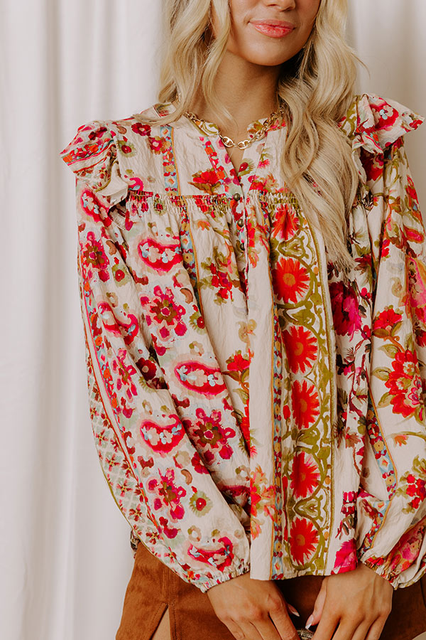 Garden Party Ready Floral Shift Top in French Vanilla Image - 2