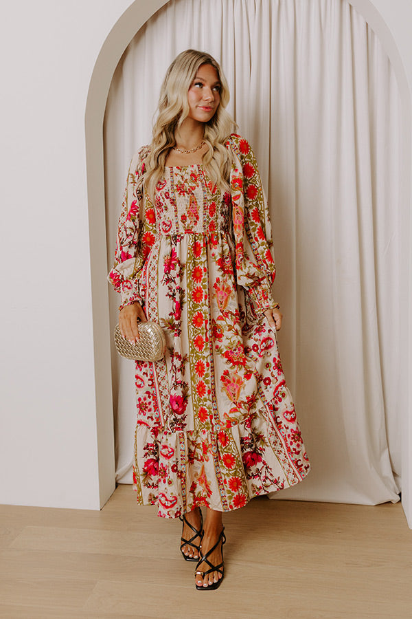 Boheme Whisper Floral Midi Dress in French Vanilla Image - 1