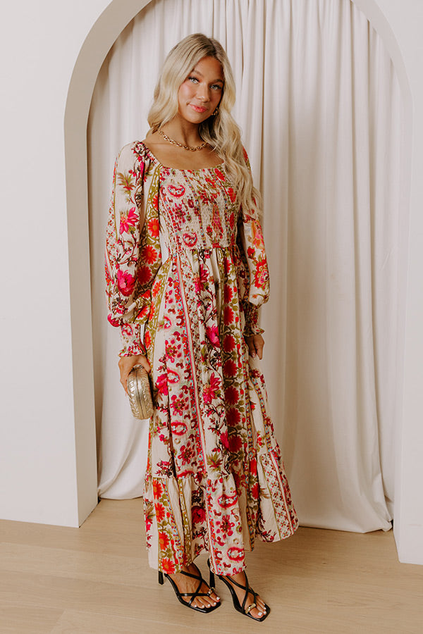 Boheme Whisper Floral Midi Dress in French Vanilla Image - 3