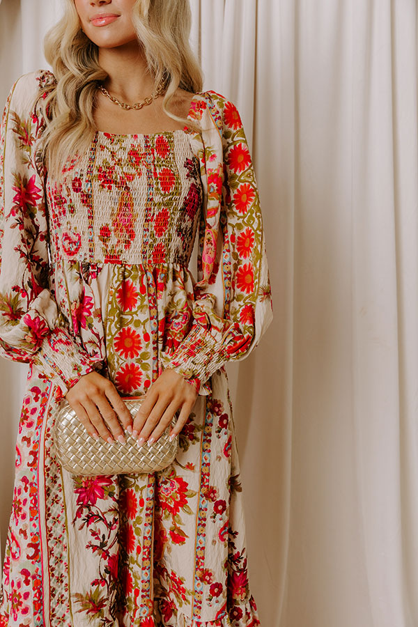 Boheme Whisper Floral Midi Dress in French Vanilla Image - 2