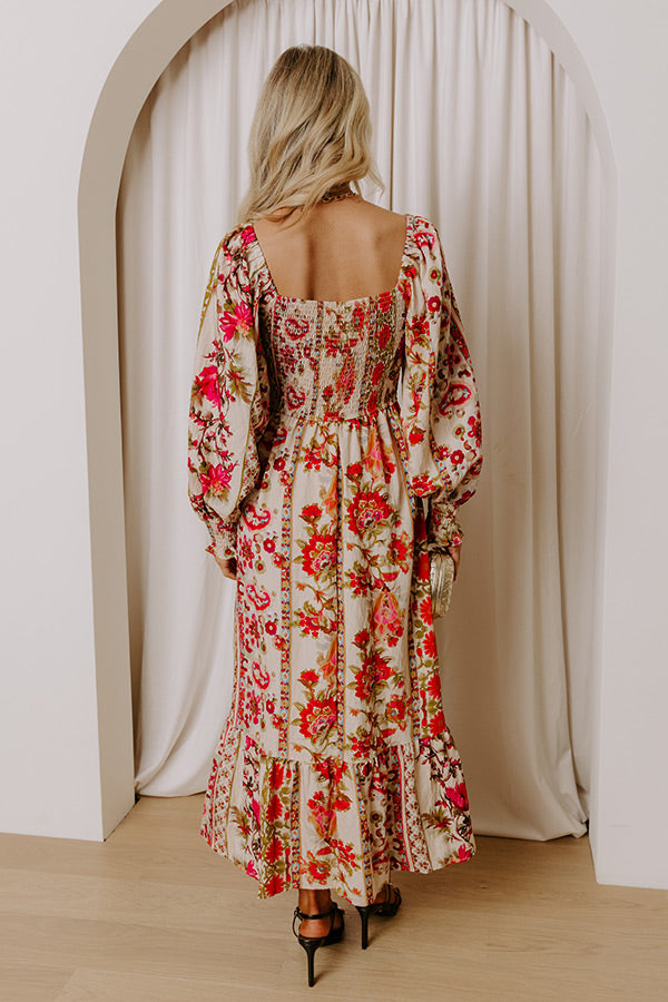 Boheme Whisper Floral Midi Dress in French Vanilla Image - 4