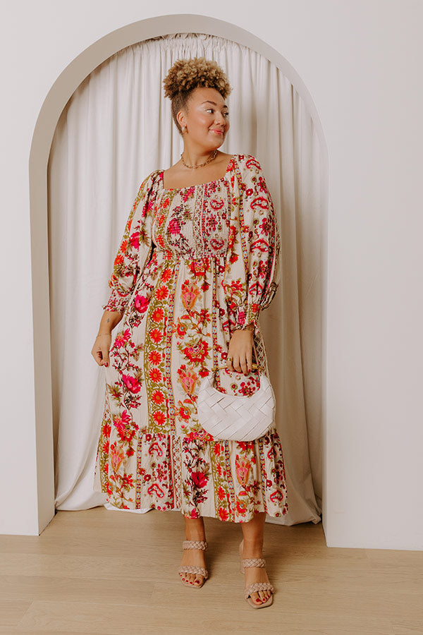 Boheme Whisper Floral Midi Dress in French Vanilla Curves Image - 1