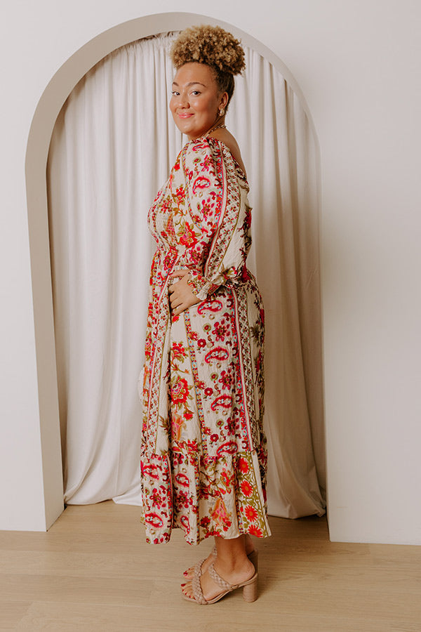 Boheme Whisper Floral Midi Dress in French Vanilla Curves Image - 4