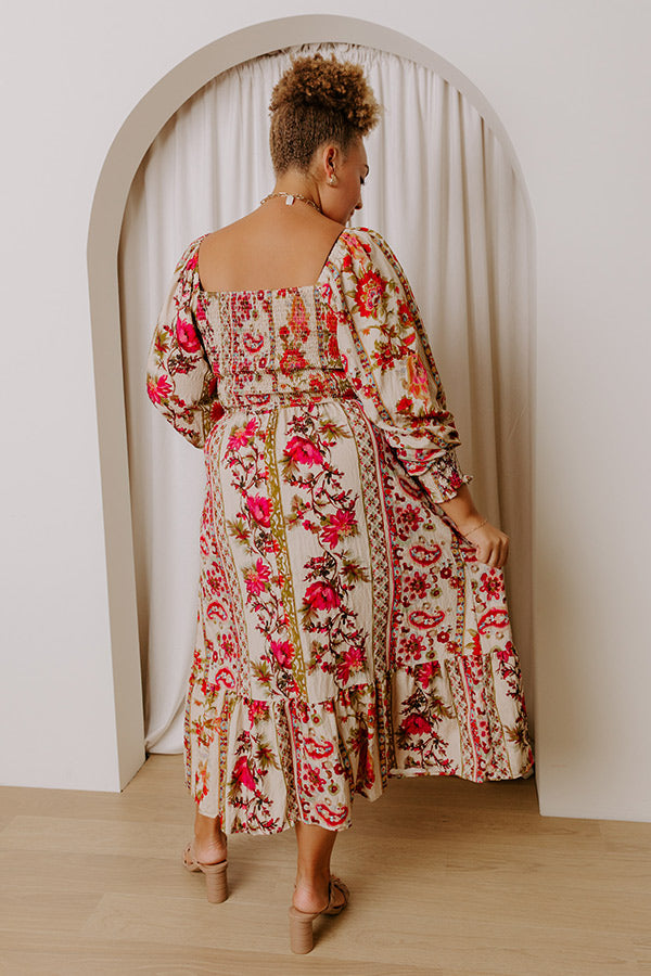 Boheme Whisper Floral Midi Dress in French Vanilla Curves Image - 5