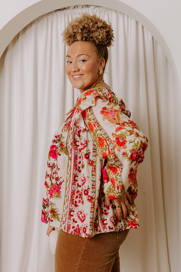 Garden Party Ready Floral Shift Top in French Vanilla Curves Image - 4