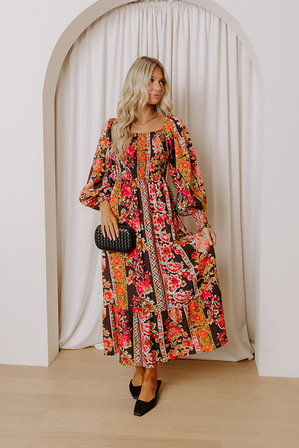 Boheme Whisper Floral Midi Dress in Black Image - 2