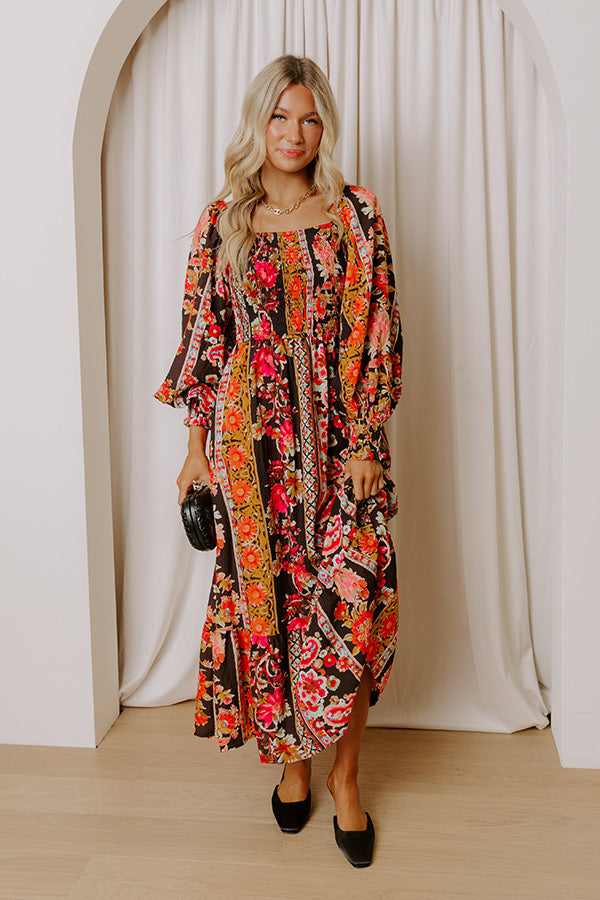 Boheme Whisper Floral Midi Dress in Black Image - 1