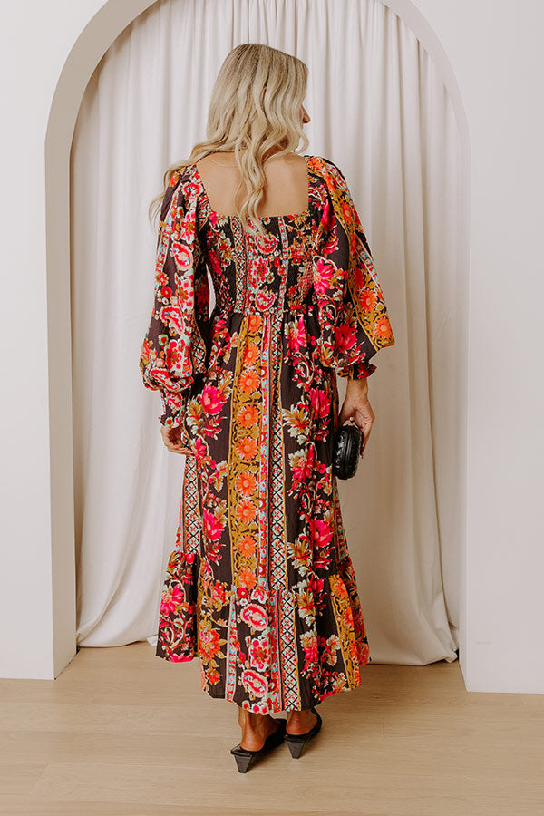 Boheme Whisper Floral Midi Dress in Black Image - 5