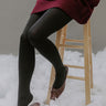 Cozy and Chic High Waist Fleece Lined Tights in Black Image - 1