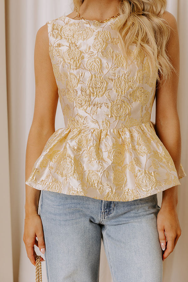 Life Full Of Roses Floral Jacquard Peplum Top Image - 4