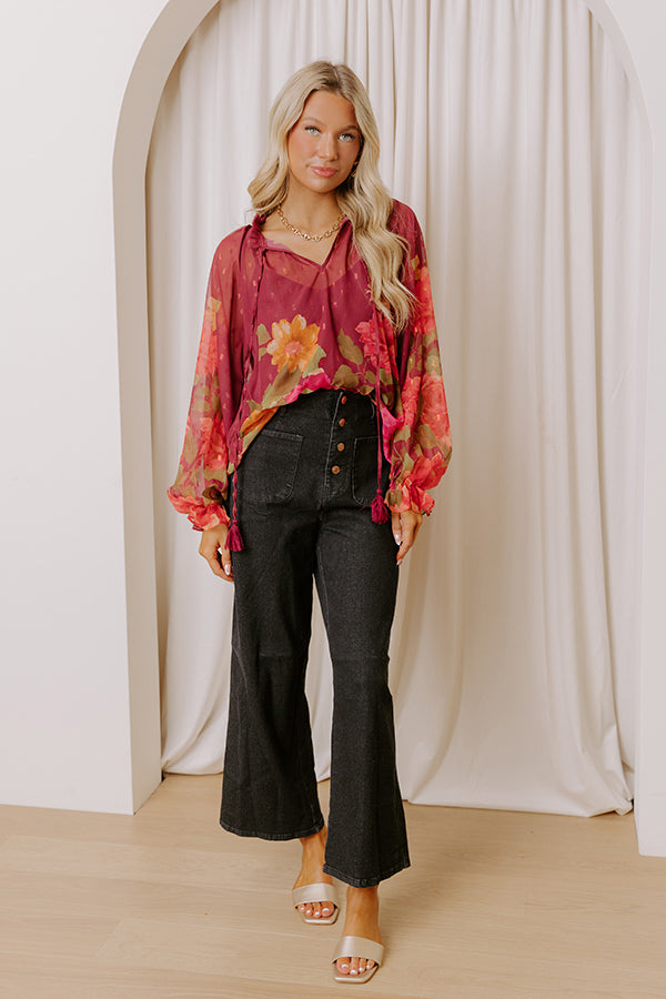 Vineyard Dreams Floral Chiffon Top Image - 3