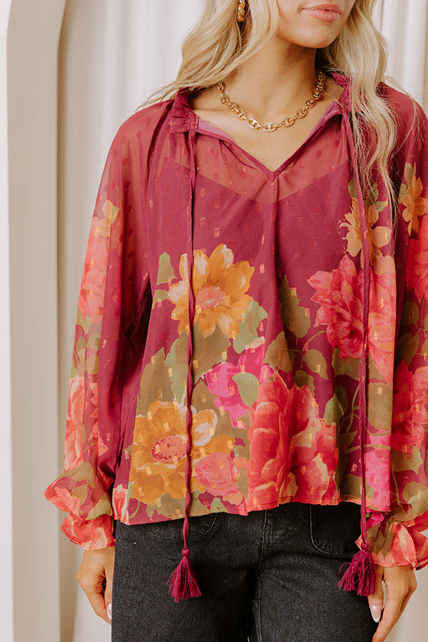 Vineyard Dreams Floral Chiffon Top Image - 2