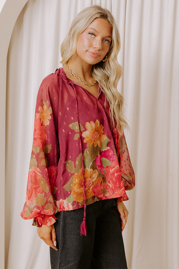 Vineyard Dreams Floral Chiffon Top Image - 5