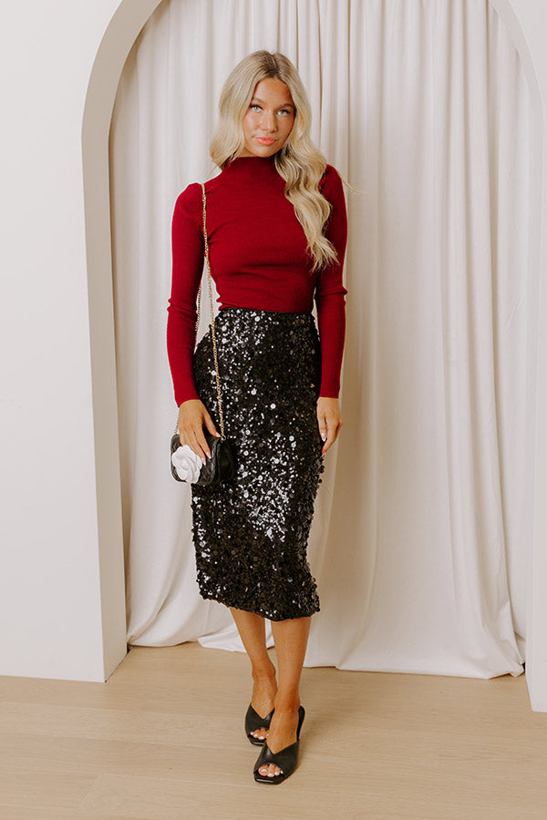 Love At First Glam High Waist Sequin Midi Skirt Image - 2