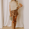 The Mila High Waist Faux Suede Metallic Skort Image - 1