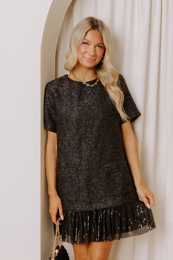 Starlit Soiree Tweed Mini Dress Image - 1