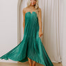 Moonlit Waltz Satin Pleated Maxi Dress in Emerald Image - 1