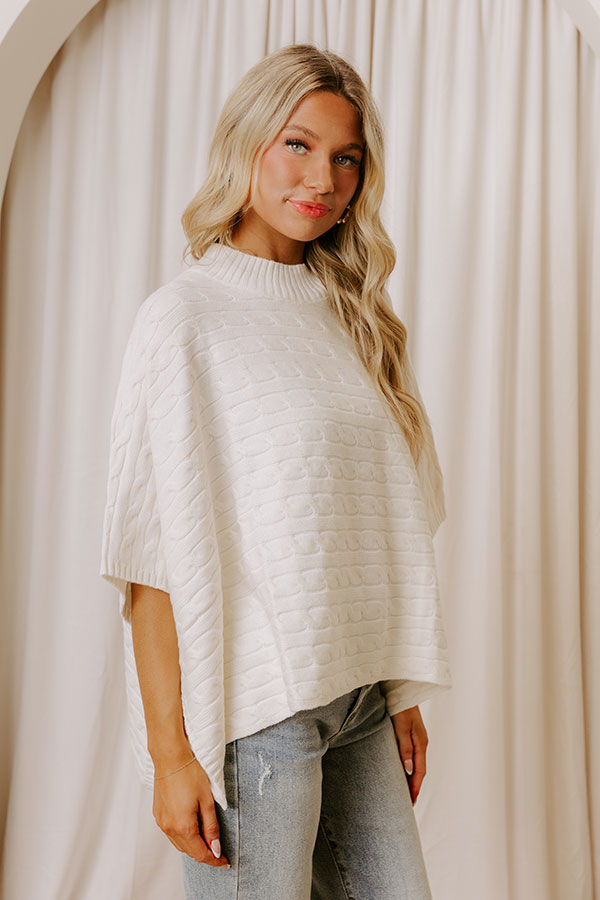 Chic Habits Cable Knit Poncho Top in Cream Image - 4
