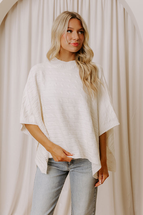 Chic Habits Cable Knit Poncho Top in Cream Image - 3